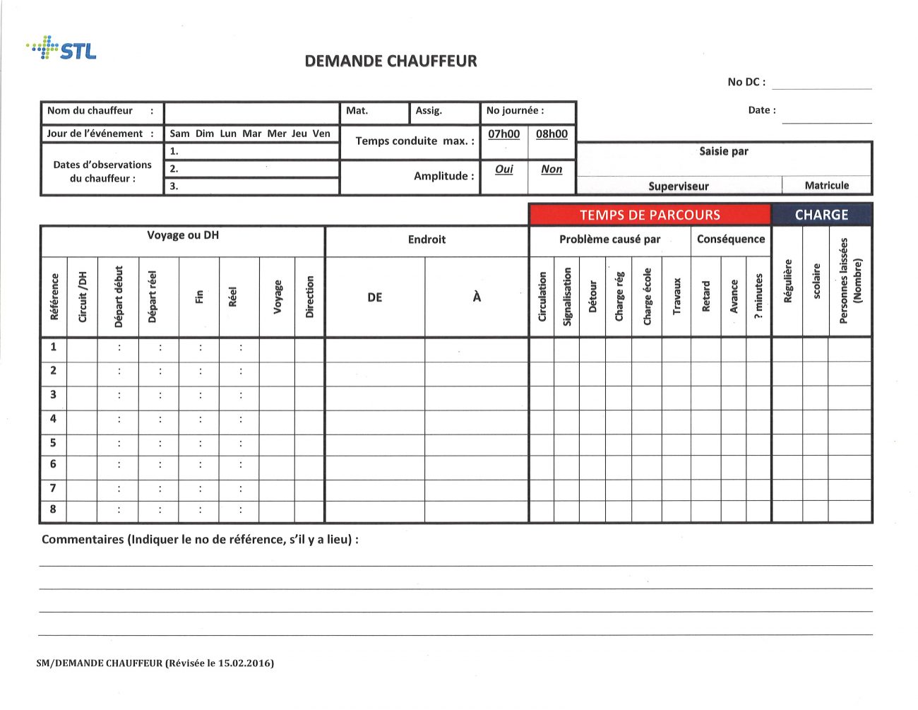 Rappel: demandes chauffeurs Août 2018