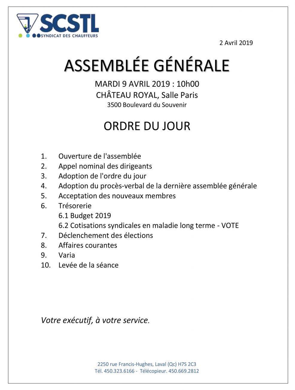 Rappel : Assemblée aujourd’hui
