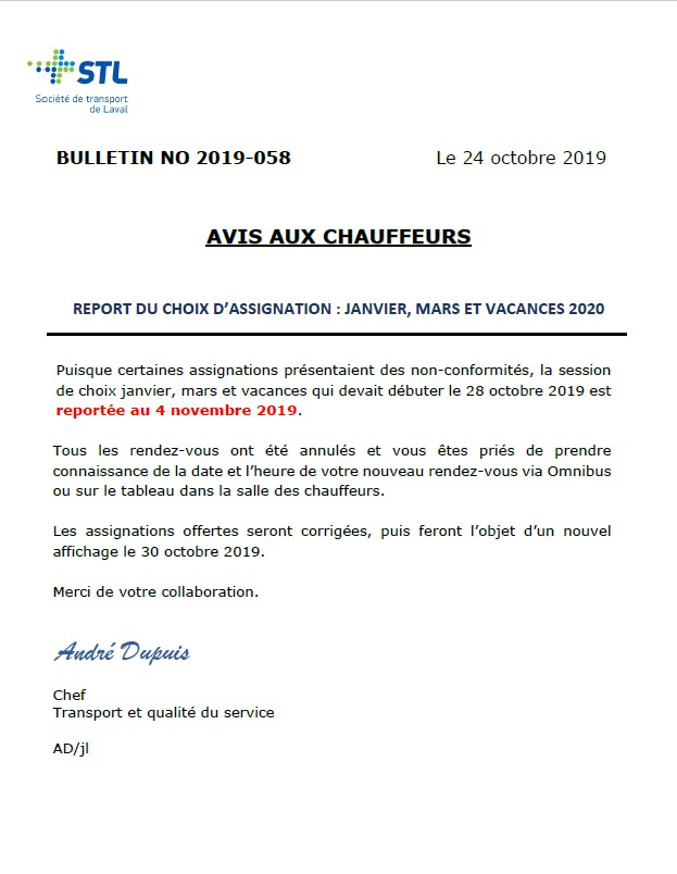 Booking reporté JANVIER, MARS ET VACANCES 2020