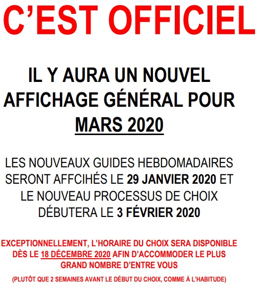 AFFICHAGE BOOKING MARS 2020
