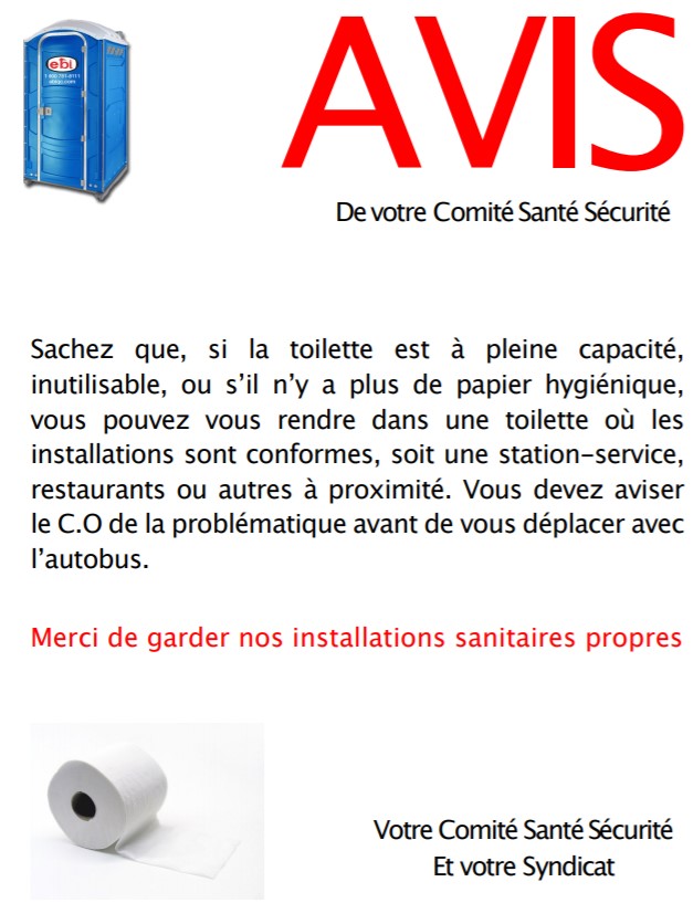 AVIS COMITÉ SST TOILETTE