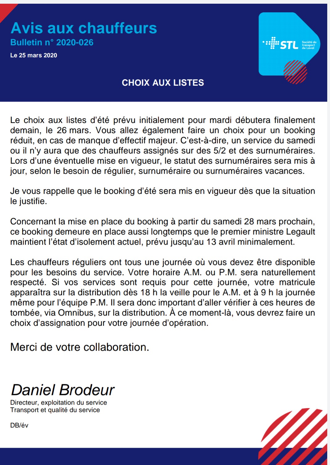 CHOIX AUX LISTES ÉTÉ 2020