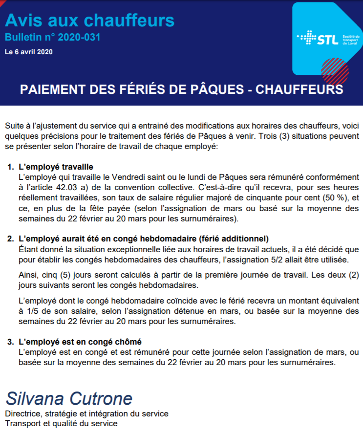PAIEMENT DES FÉRIÉS PÉRIODE COVID-19