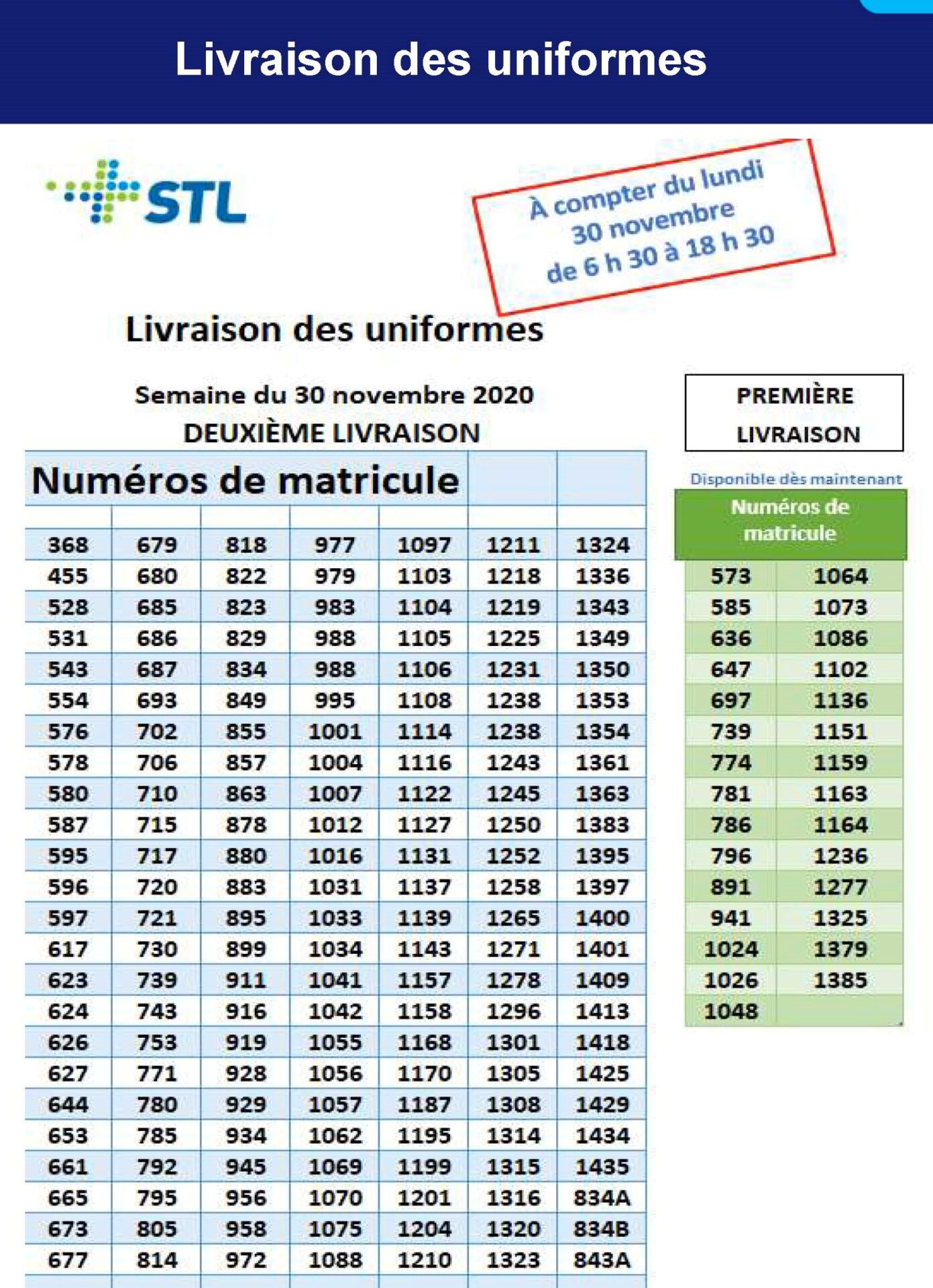 DISTRIBUTION DES UNIFORMES 2020-11