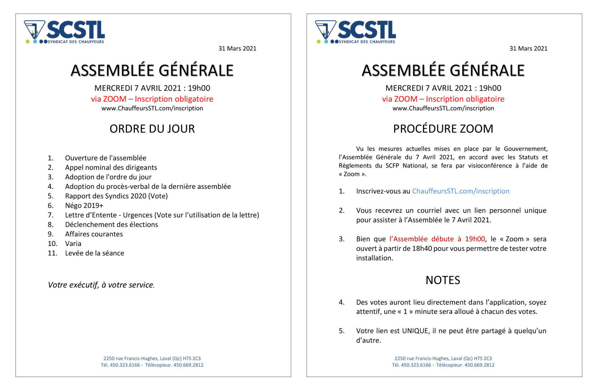 2021-04-07– RAPPEL – Assemblée Générale Régulière (Zoom)