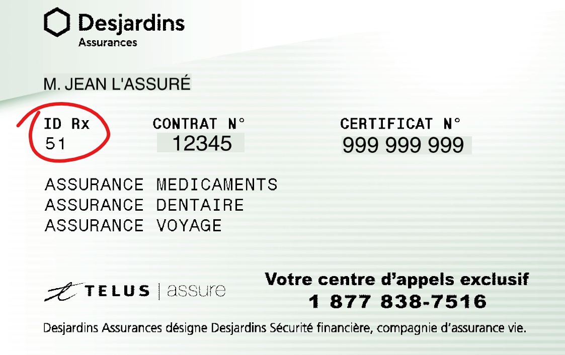 2021-05-23 CARTE DESJARDINS NOUVEAU CODE : ID RX 51