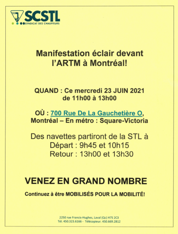 2021-06-21 MANIFESTATION ÉCLAIR DEVANT L&rsquo;ARTM CE 23 JUIN