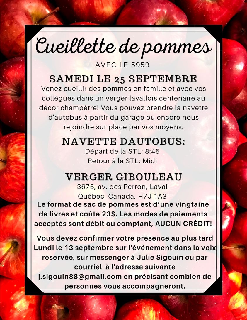 RAPPEL: SORTIE AU POMMES