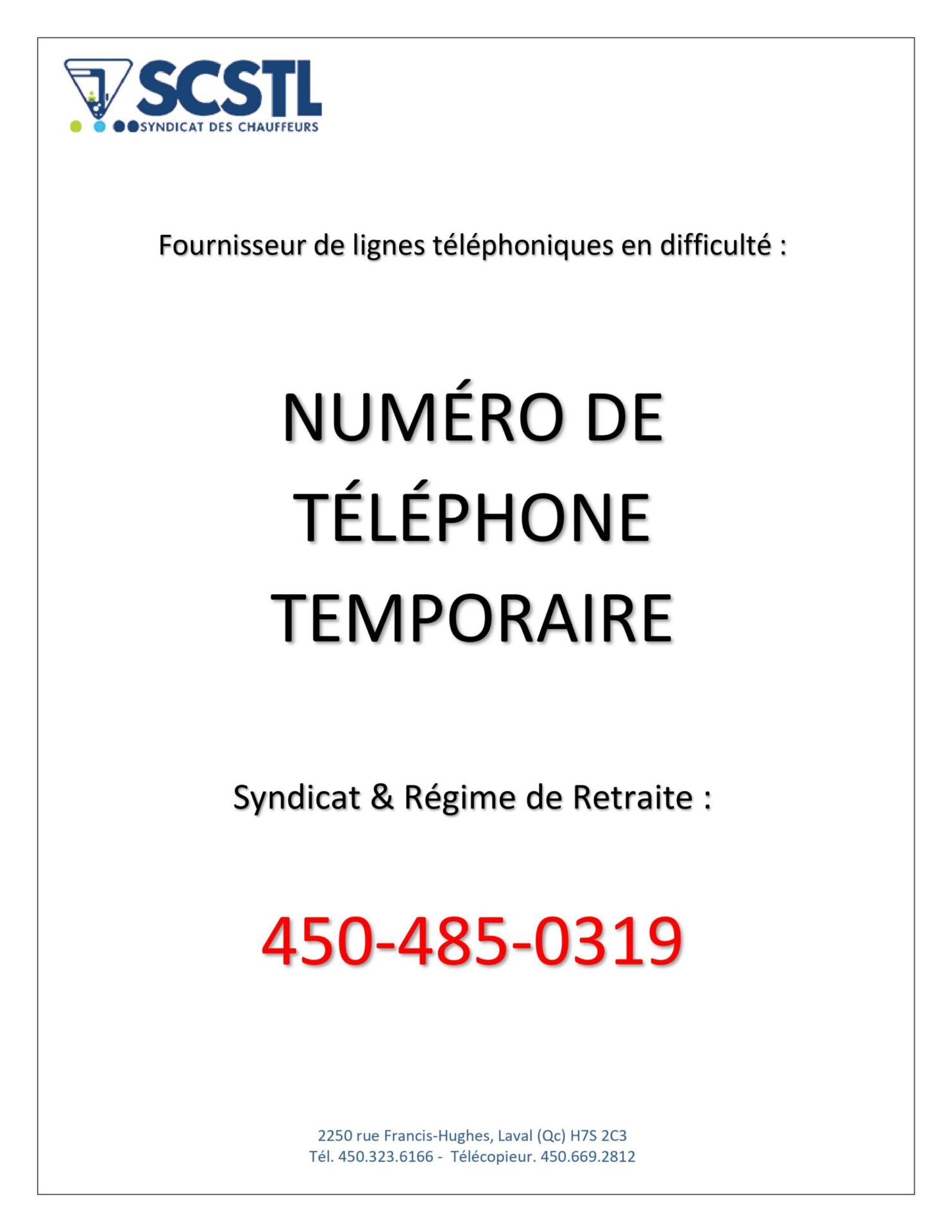 2021-09-23 NUMÉRO DE TÉLÉPHONE TEMPORAIRE SYNDICAT