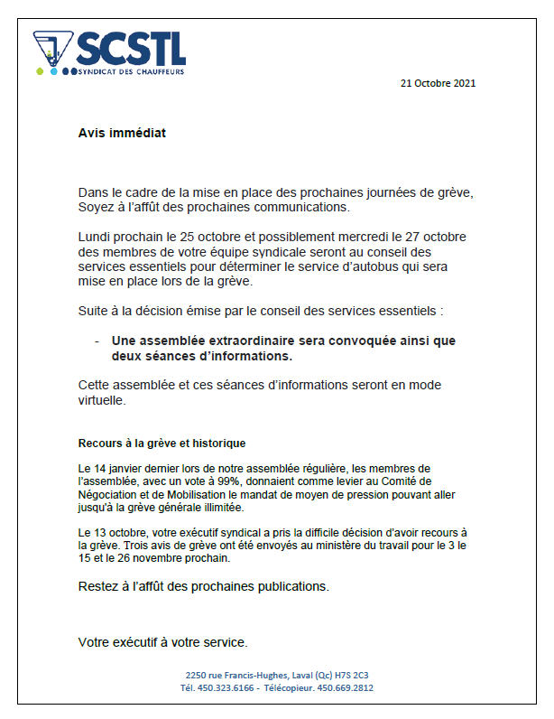 2021-10-21 ANNONCE D&rsquo;ASSEMBLÉE SPÉCIALE  ET SÉANCES D&rsquo;INFORMATIONS