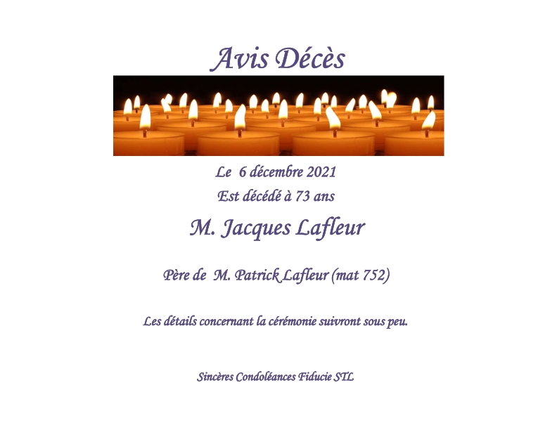 2021-12-06 AVIS DE DÉCÈS DU PÈRE DE PATRICK LAFLEUR