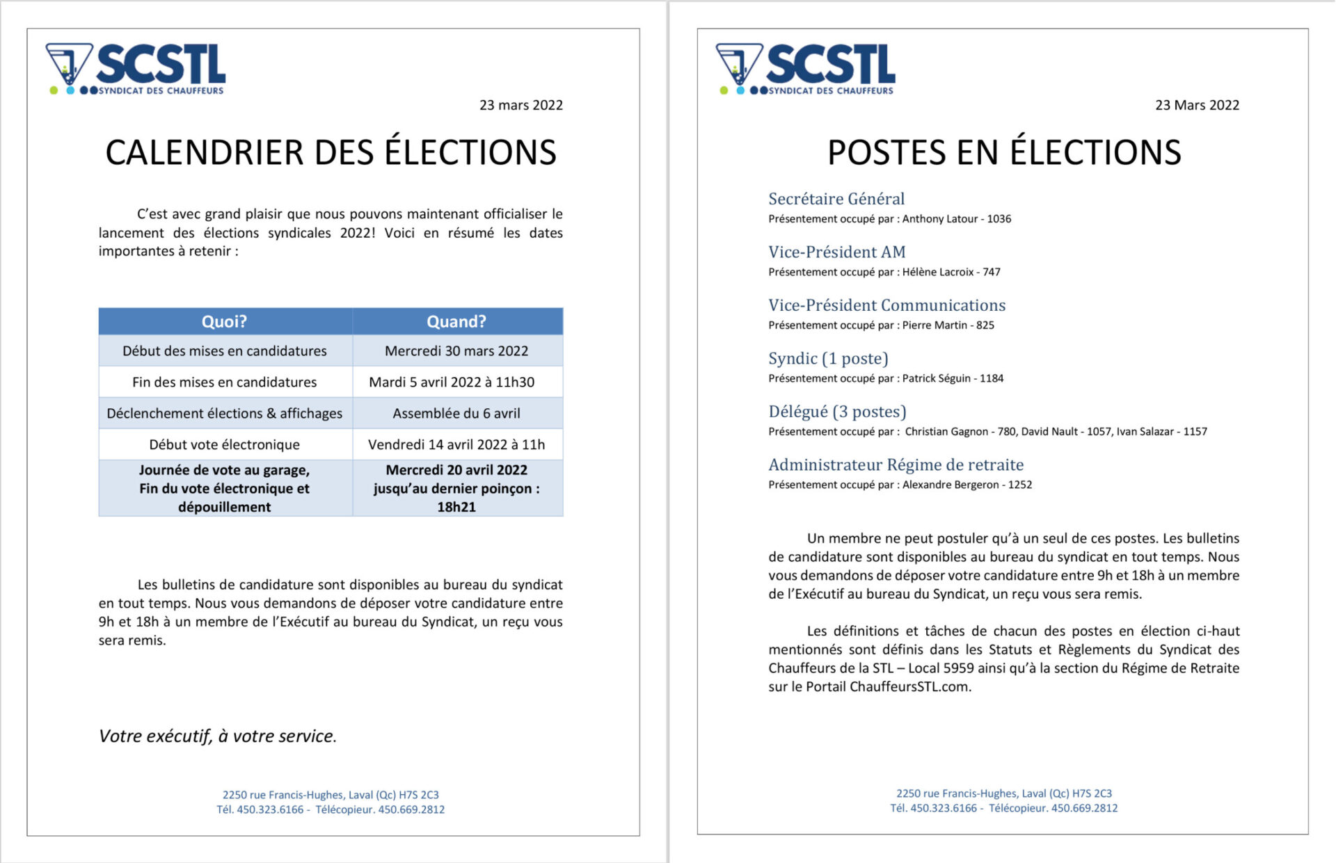 Élections 2022 – Calendrier et postes