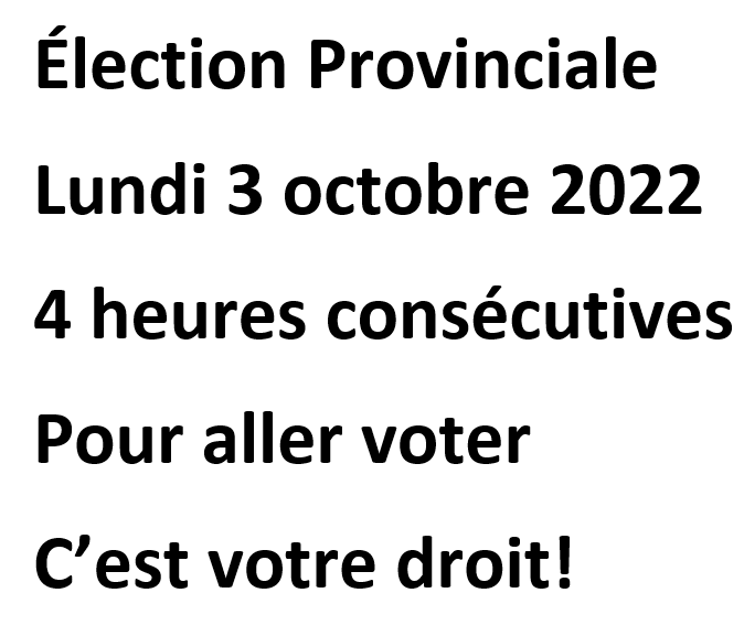 Lundi 03 octobre 2022 élections provinciales – Quatre heures