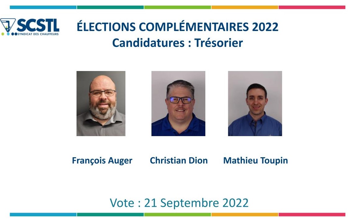 2022-09-07 Élu par acclamation et poste en élection: Trésorier