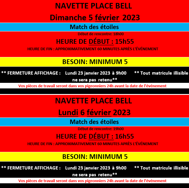 2022-12-23 Match du Rocket LUNDI et DIMANCHE 5 et 6 février