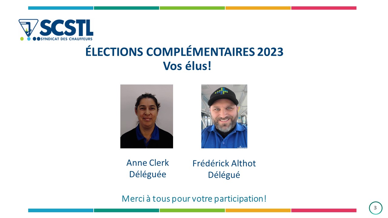 Élections Complémentaires 2023 : Vos Élus !