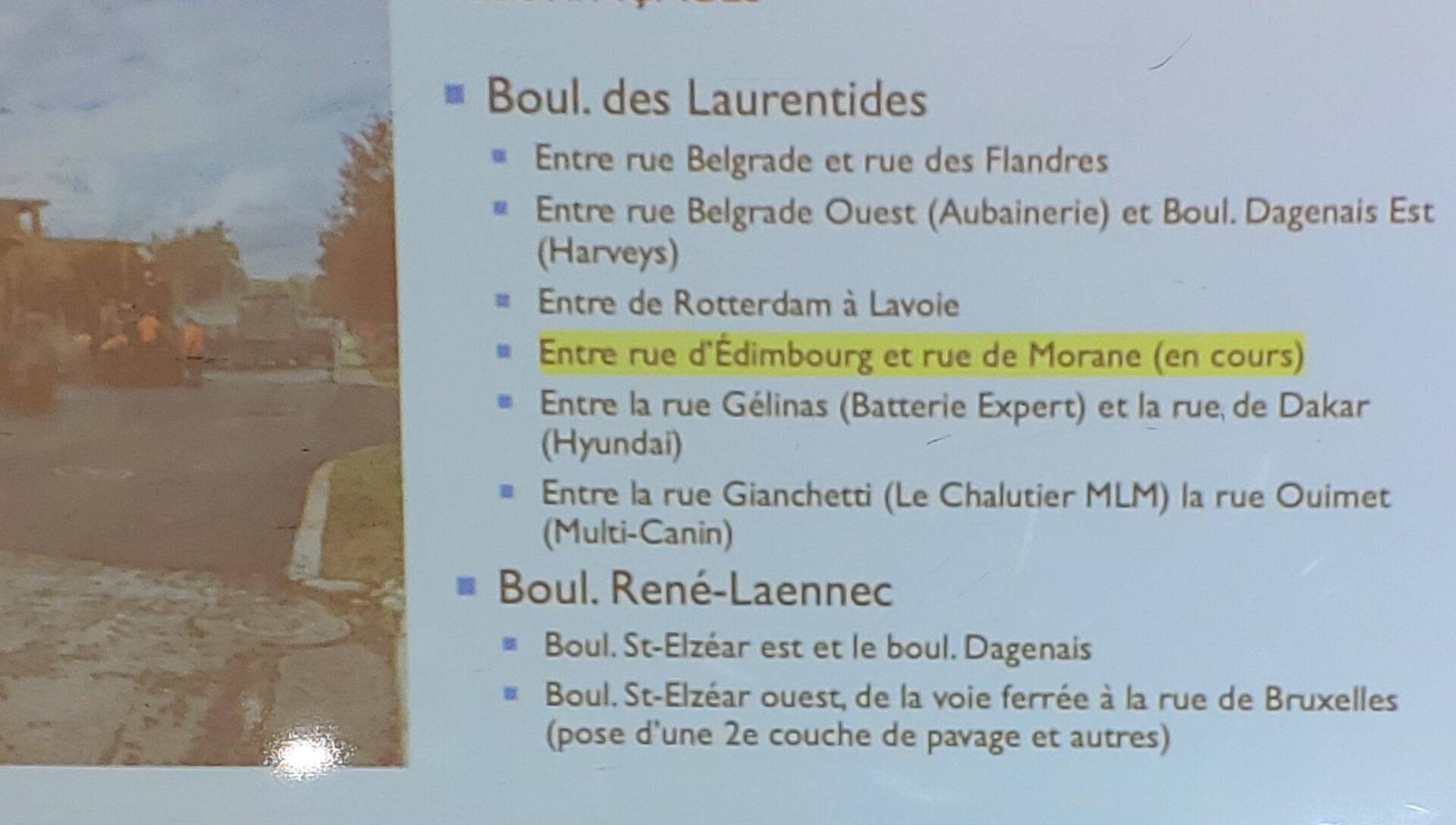 2023-06-13 Réfections boul. Des Laurentides et rencontre conseiller municipaux