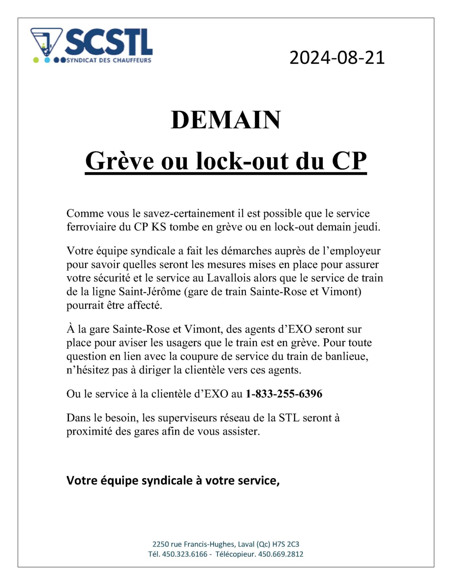 2024-08-21 Demain – Grève ou lock-out du CP