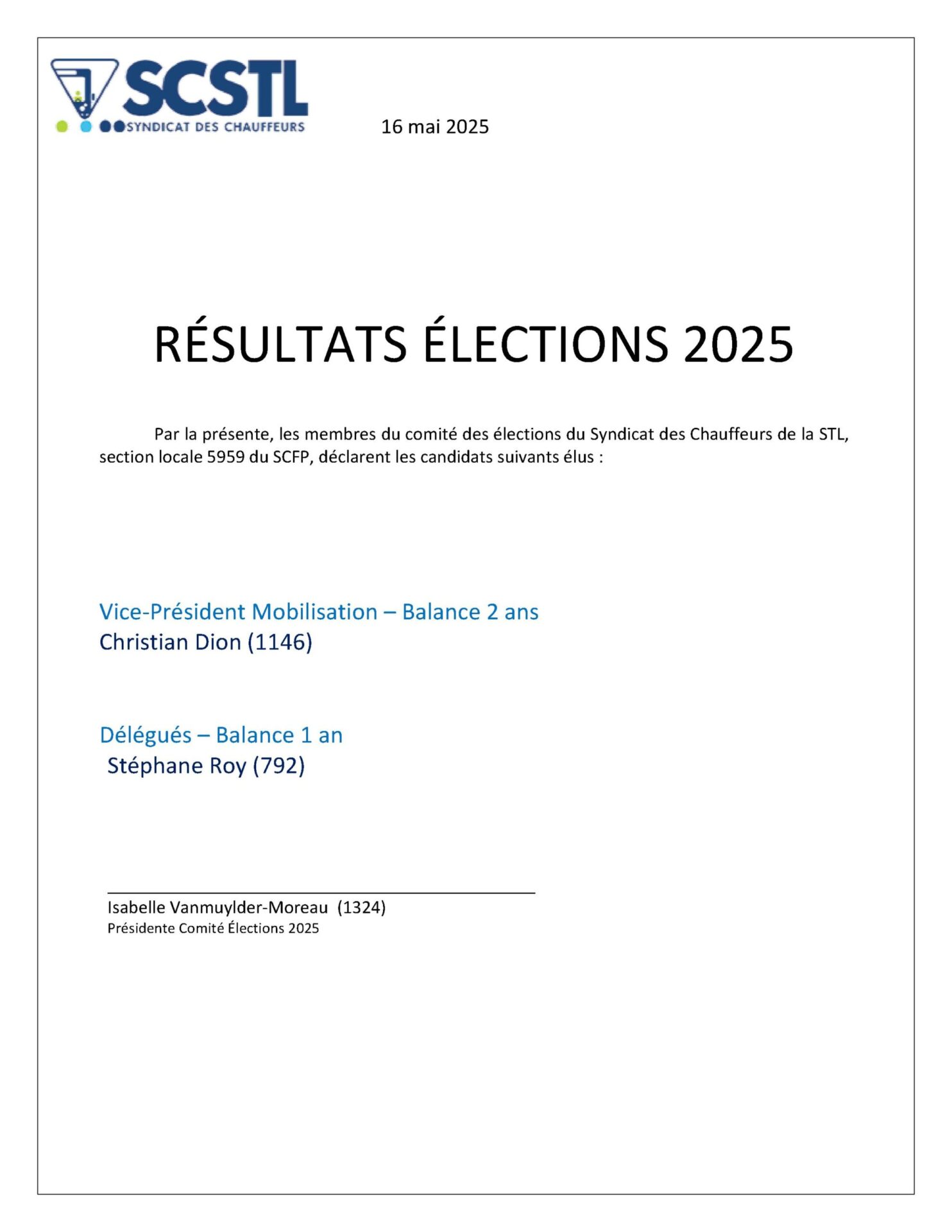 2025-05-16 Élus par acclamation: élections complémentaires mai 2025